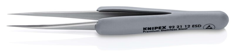 ESD precision tweezers with rubberized handle, smooth, 112 mm #1