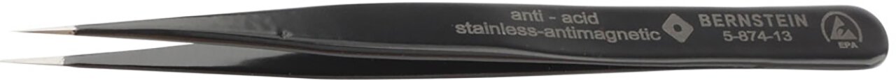 ESD SMD tweezers, 120 mm, stainless steel very pointed #zoom-1