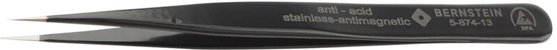ESD SMD tweezers, 120 mm, stainless steel very pointed