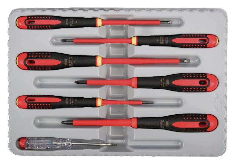 Set VDE-geïsoleerde ERGO™ schroevendraaiers met 3-componenten handvat voor gleuf- en kruiskopschroeven, 7 stuks #3