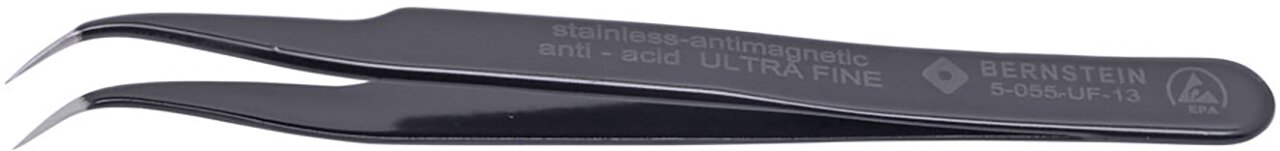 ESD SMD tweezers ULTRA FINE 120mm Form 7a stainless steel angle 40° very sharp dissipative #zoom-1