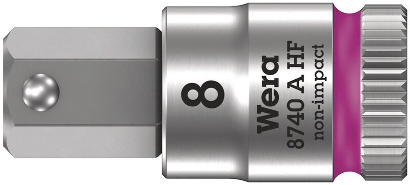 Bit socket with 1/4" drive, with holding function for hexagon socket screws, 8 x 28 mm #1