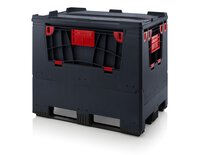 Scatola ESD pieghevole con 4 sportelli di accesso, 3 guide longitudinali, nero, 1200 x 800x 1000 mm #thumbnail-7