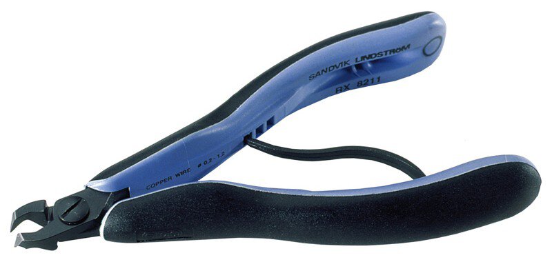 20° oblique end cutting pliers, RX series, short jaws, fine bevel, 0.2-1.2 mm