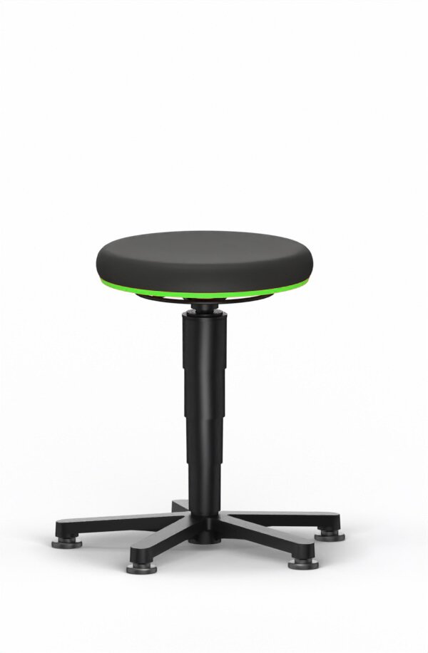 Allround Hocker 1, mit Gleiter, Kunstleder Magic schwarz, Farbring grün #zoom-1