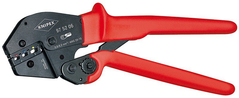 Crimpzange, auch für Zweihandbedienung, brüniert, für isolierte Kabelschuhe + Steckverbinder + Stoßverbinder, 250 mm #zoom-1