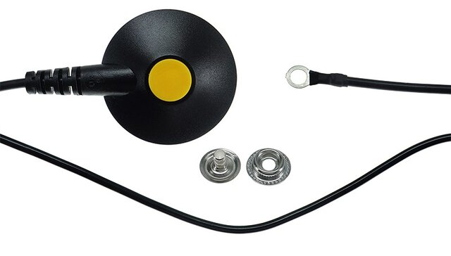 Kabel uziemiający ESD, przycisk 10 mm / oczko 4 mm, czarny, 1,8 m