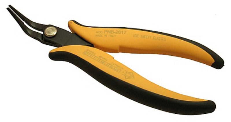 Needle nose pliers, serrated/rounded/ 45° bent, 152 mm