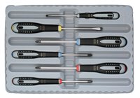 ERGO™ Screwdriver set for slotted, Phillips and Pozidriv screws, straight and flat, with 3-component handle, 6 pieces #thumbnail-3