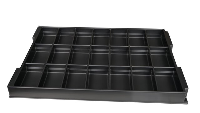 ESD-inzetstuk voor Eurobox 3 en 4, 21 wells, 553 x 353 x 46 mm