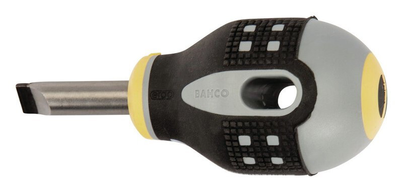 ERGO™ Screwdriver for slotted screws, straight, with short rubber handle, 1 mm x 5.5 mm x 45 mm #3
