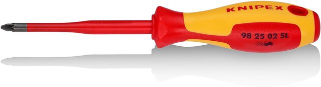 Screwdriver (slim), for Pozidriv® cross-head screws, black oxide finish, insulated, 212 mm