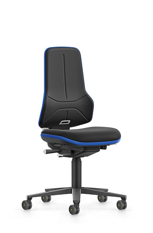 ESD NEON XXL, Schwerlast-Arbeitsstuhl, Stoff Duotec schwarz, Flexband blau