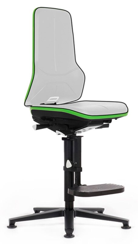 ESD Stuhl Neon 3, mit Gleiter und Aufstiegshilfe, Flexband grün, Synchrontechnik, ohne Polster