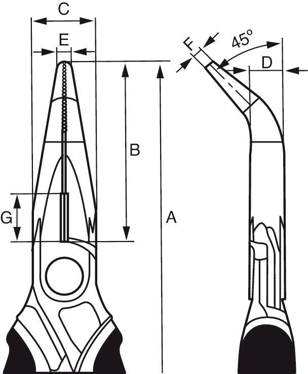 ERGO™ Flachrundzangen mit Zwei-Komponenten-Griffen und um 45° abgewinkelter Spitze, verchromt, 200 mm, Industrieverpackung #zoom-2