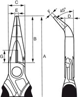 ERGO™ Flachrundzangen mit Zwei-Komponenten-Griffen und um 45° abgewinkelter Spitze, verchromt, 200 mm, Industrieverpackung #thumbnail-2
