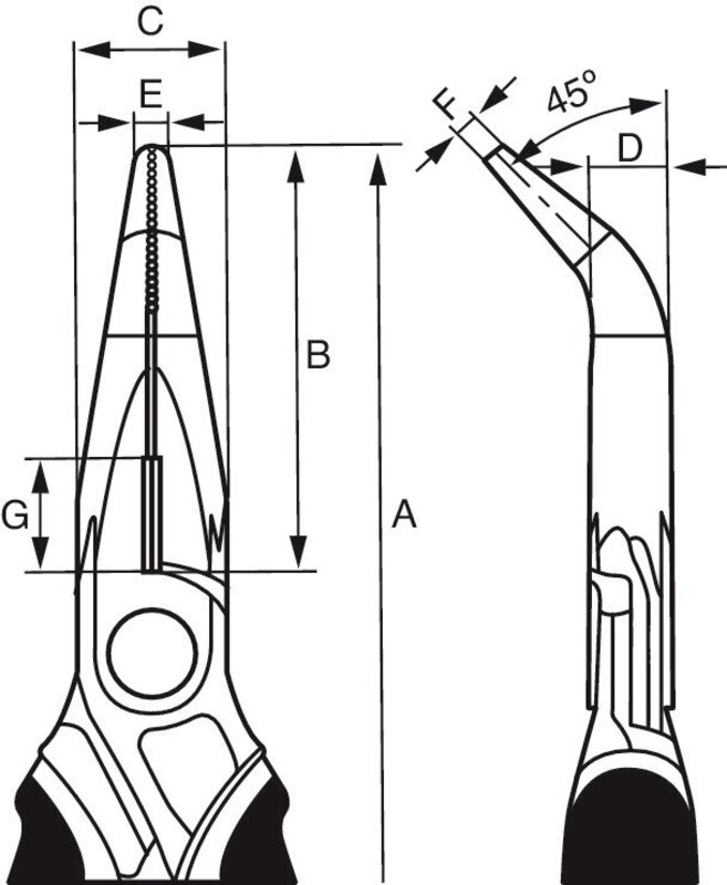 ERGO™ Flachrundzangen mit Zwei-Komponenten-Griffen und um 45° abgewinkelter Spitze, verchromt, 200 mm, Industrieverpackung #2