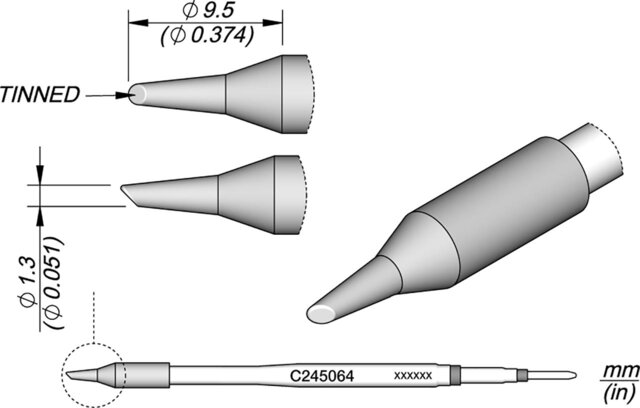 Lötspitze abgeschrägt, D: 1,3 mm, C245064