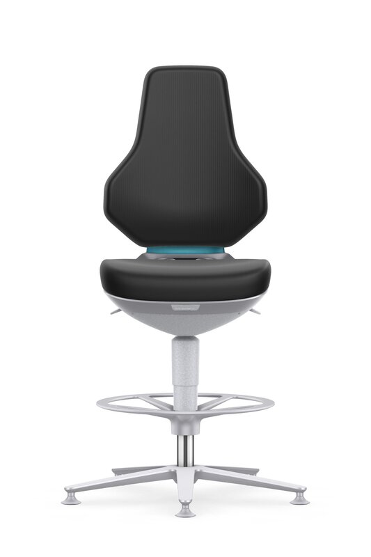 Chaise de travail ESD TEXON 3 pour salles blanches, avec patins et repose-pieds, Skintec noir #5