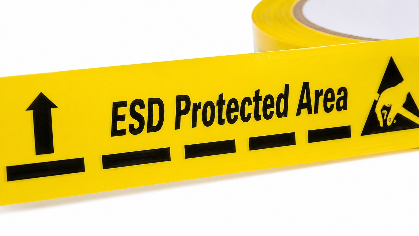 Bande de marquage au sol "ESD Protected Area", jaune, 50mm x 33m x 130 µ, autocollante #zoom-2
