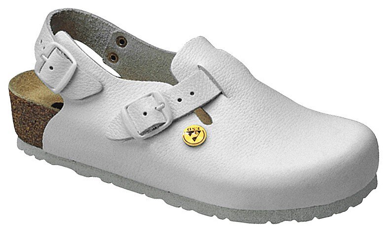 Sabots ESD cuir vachette pleine fleur/hauteur de talon 3 cm, blanc, 41 #zoom-1