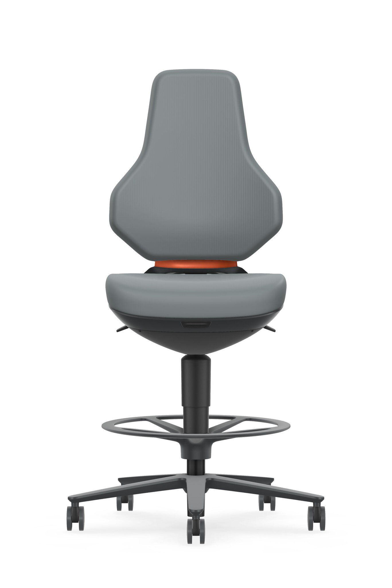 TEXON 4 siège de travail pivotant, avec roulettes d'assise-stop et repose-pieds, Skintec gris #zoom-4