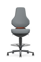 TEXON 4 siège de travail pivotant, avec roulettes d'assise-stop et repose-pieds, Skintec gris #thumbnail-4