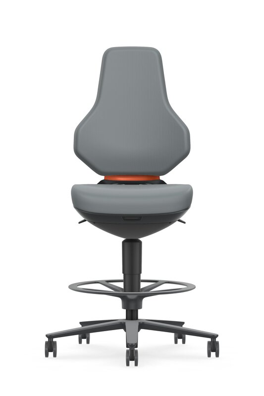 TEXON 4 siège de travail pivotant, avec roulettes d'assise-stop et repose-pieds, Skintec gris #4