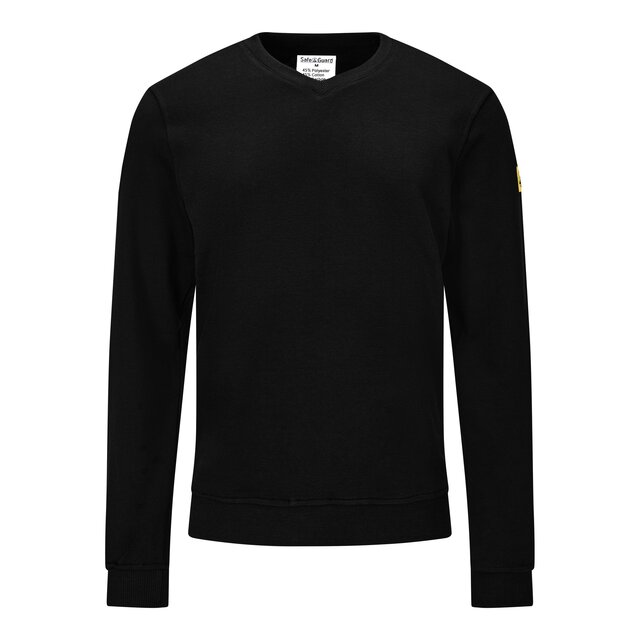 ESD Sweatshirt, V-Ausschnitt, schwarz, Comfort-Fit