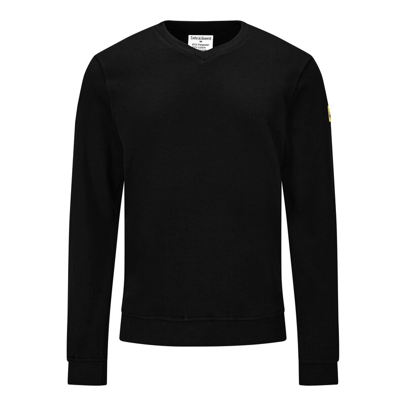 Sweat-shirt ESD, col en V, noir, XL, coupe confortable #1