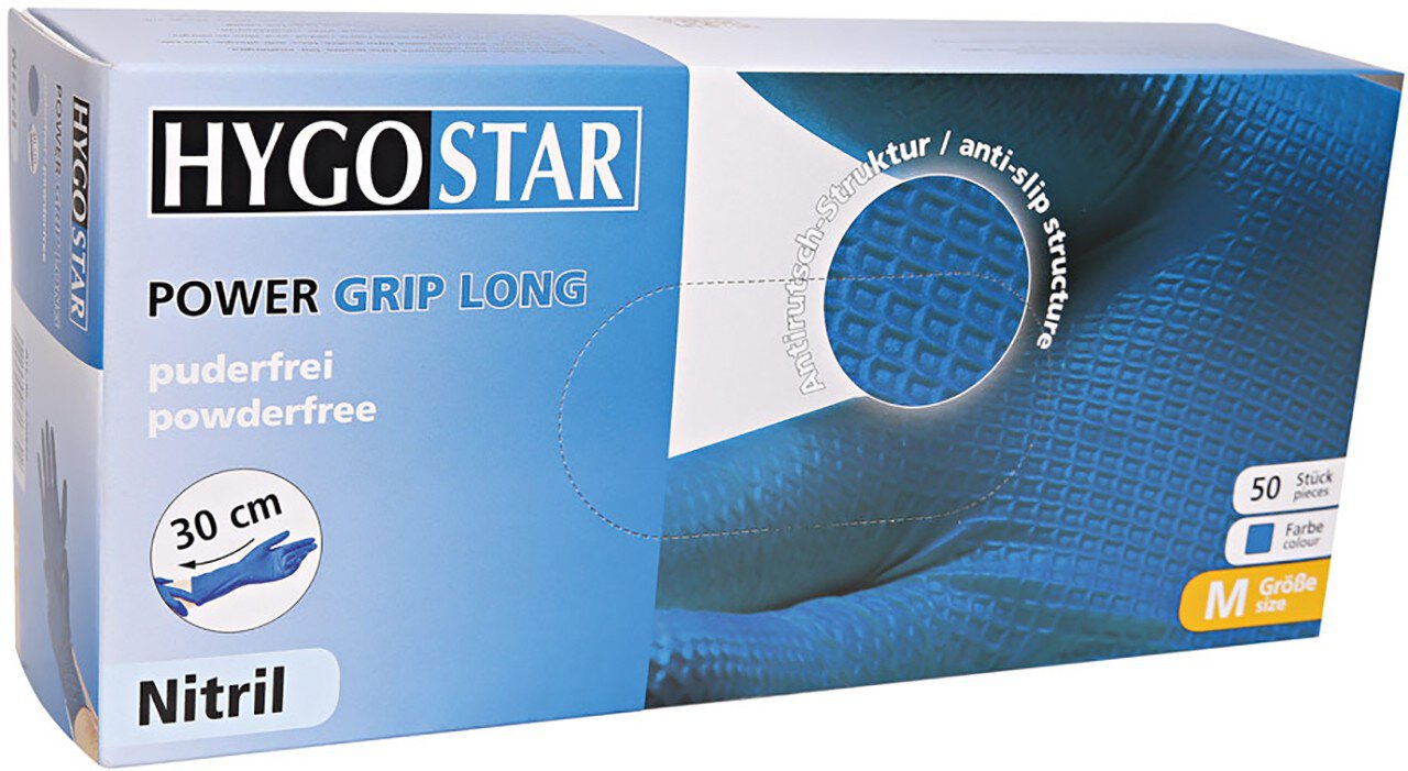 Nitrilhandschuhe Power Grip Long, blau, puderfrei, Größe 8/M #zoom-2