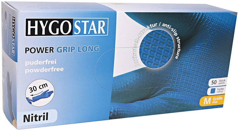 Nitrilhandschuhe Power Grip Long, blau, puderfrei, Größe 8/M #2