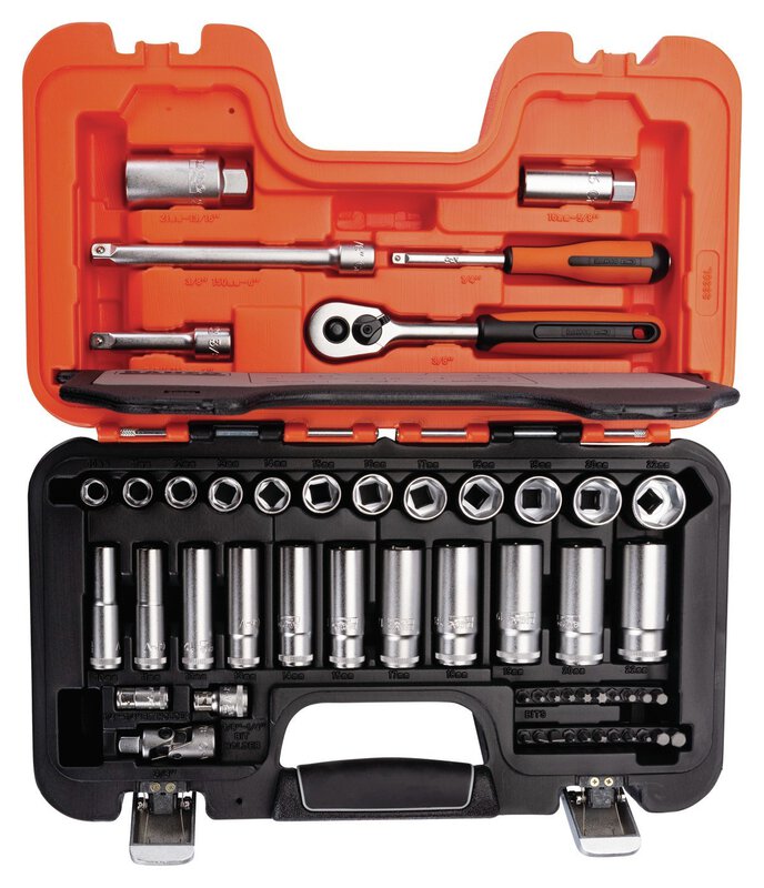 1/4" und 3/8" Steckschlüssel-Satz, metrisch, Sechskant, lange Ausführung, inklusive Knarre, 53-teilig #2