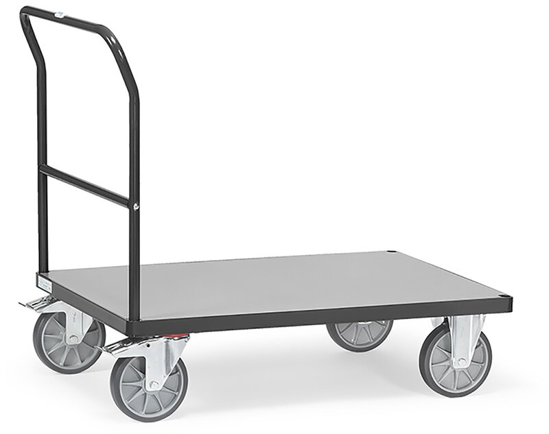 Schiebebügelwagen "GREY EDITION", Tragkraft 600kg, mit Holzwerkstoffplatte, 850x500mm