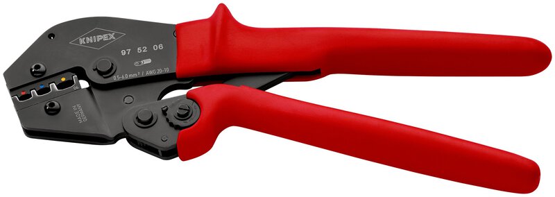 Crimpzange, auch für Zweihandbedienung, brüniert, für isolierte Kabelschuhe + Steckverbinder + Stoßverbinder, 250 mm, SB Verpackung #3