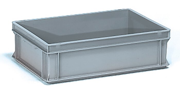 Caisse Euro 600 x 400 x 170 mm gris, 2 poignées coquilles  #zoom-1