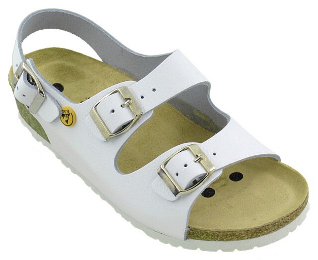 Sandales ESD cuir vachette pleine fleur/hauteur de talon 3 cm, blanc, 39