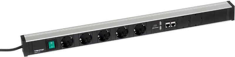 Power strip 683 mm, 5 sockets + switch + 2xUSB + 2xCAT #1