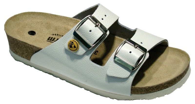 Mules ESD cuir vachette pleine fleur/hauteur de talon 3 cm, blanc, 39