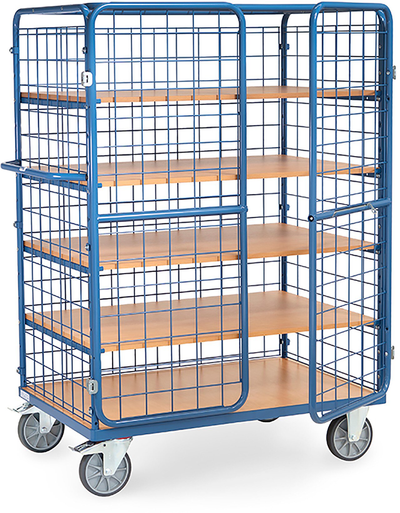 Chariot à plateaux avec portes battantes, charge max. 600kg, 5 plateaux, hauteur 1800mm, 1200x800mm. #zoom-1