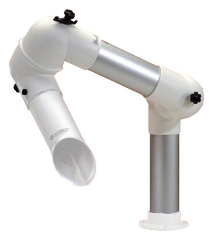 Suction arm system DN75 for table mounting, 2 joints, white, 650 mm