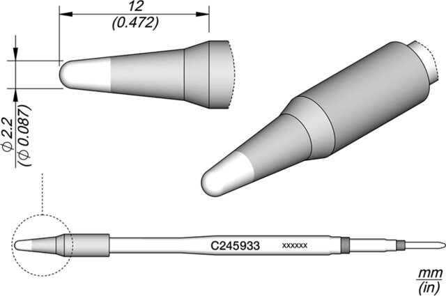 Lötspitze konisch, D: 2,2 mm, C245933
