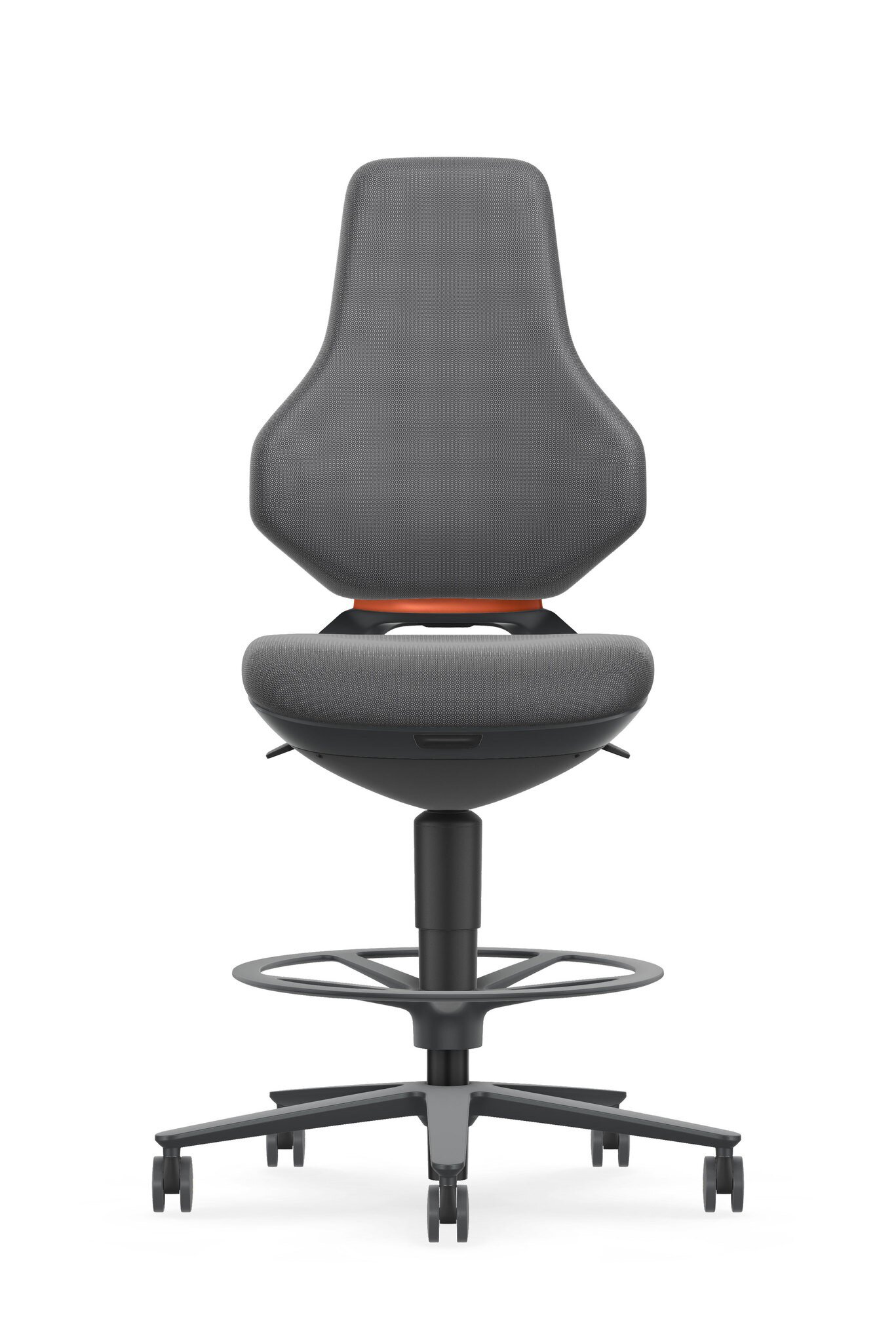 TEXON 4 siège de travail pivotant, avec roulettes d'assise-stop et repose-pieds, Supertec gris #zoom-4