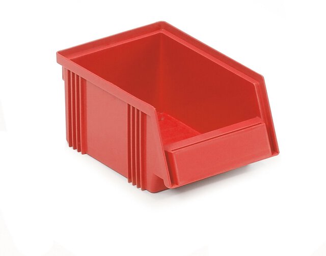 Open fronted storage bin WxDxH 105x165x75 mm, red