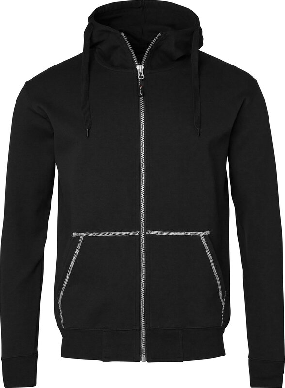 0302 Felpa con zip integrale, unisex, nero, XS #1