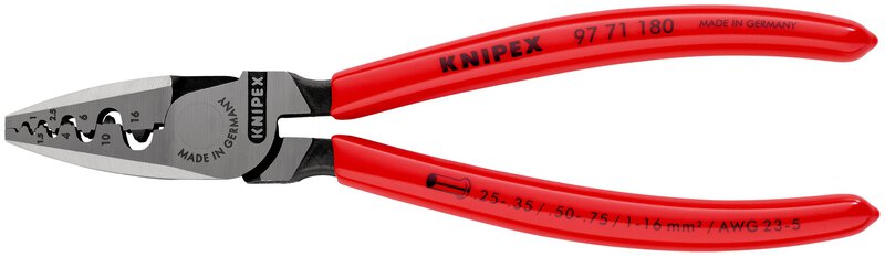 Crimpzange für Aderendhülsen, Griffe mit Kunststoff überzogen, 0,25 - 16,0 mm², 180 mm, SB Verpackung #3