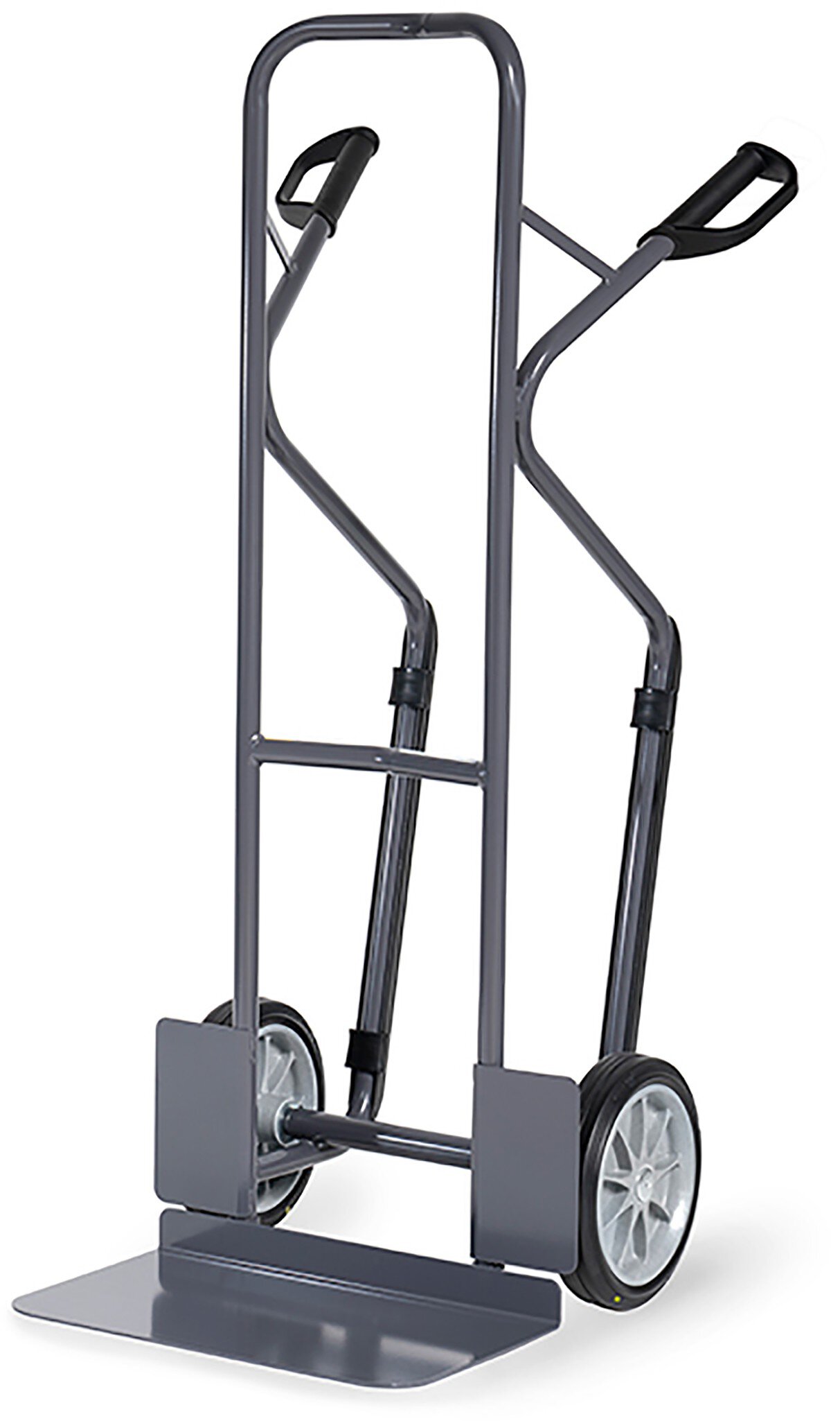 Diable en tube d'acier ESD, capacité 300kg, pneus pleins, poignées de sécurité, bavette : 300x480mm #zoom-1