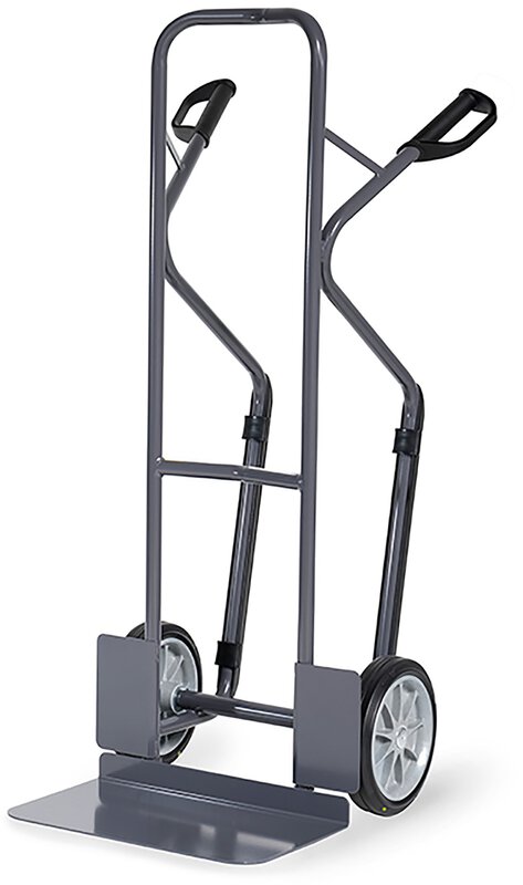 Diable en tube d'acier ESD, capacité 300kg, pneus pleins, poignées de sécurité, bavette : 300x480mm