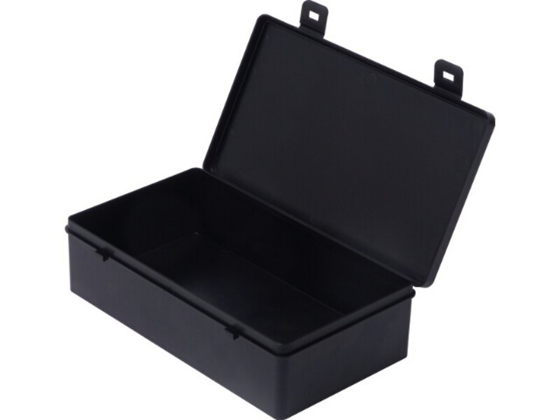 ESD box with hinged lid, carbon, 221 x 121 x 55 mm