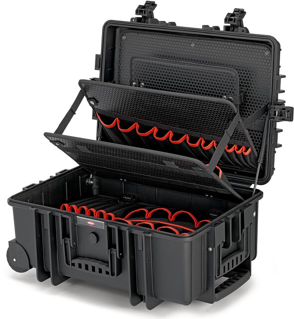 Werkzeugkoffer "Robust45 Move" Elektro, leer, mit integrierten Rollen und Teleskopgriff